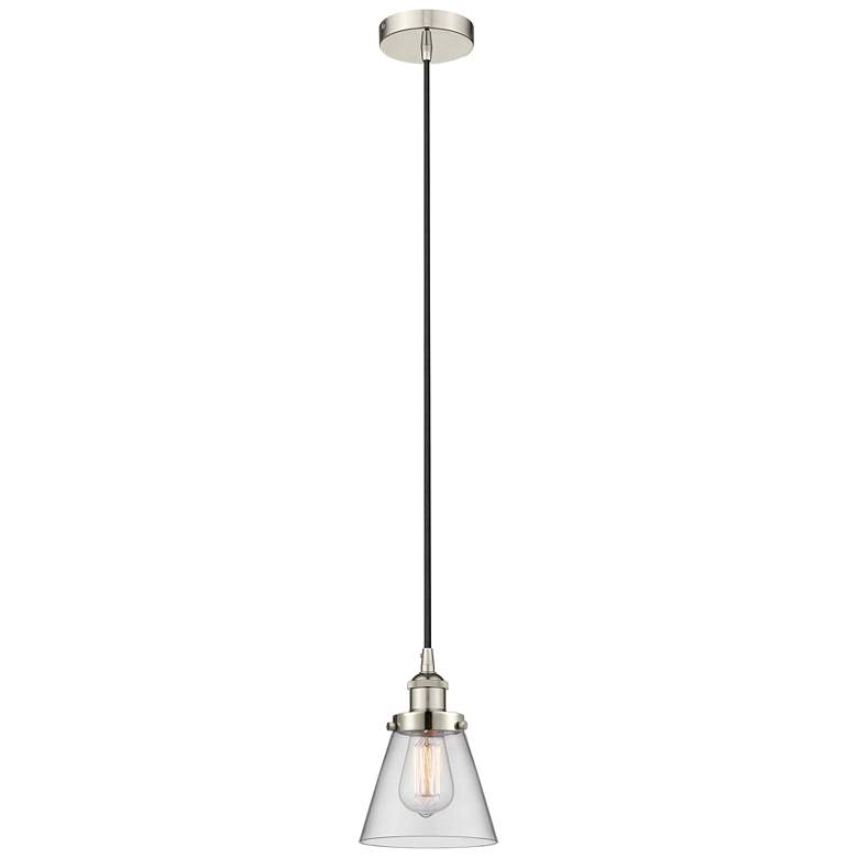 Image 1 Cone 6" Polished Nickel Mini Pendant w/ Clear Shade