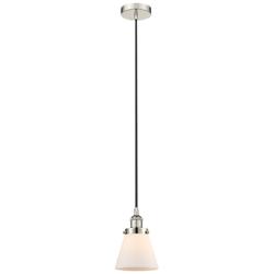 Cone 6" Polished Nickel Mini Pendant w/ Matte White Shade