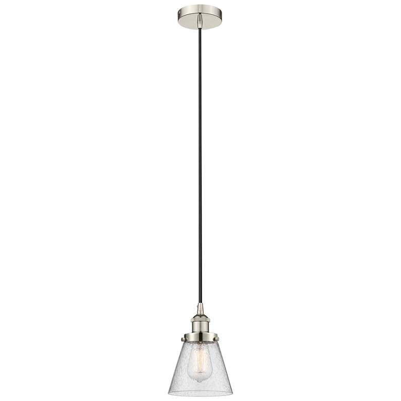 Image 1 Cone 6" Polished Nickel Mini Pendant w/ Seedy Shade