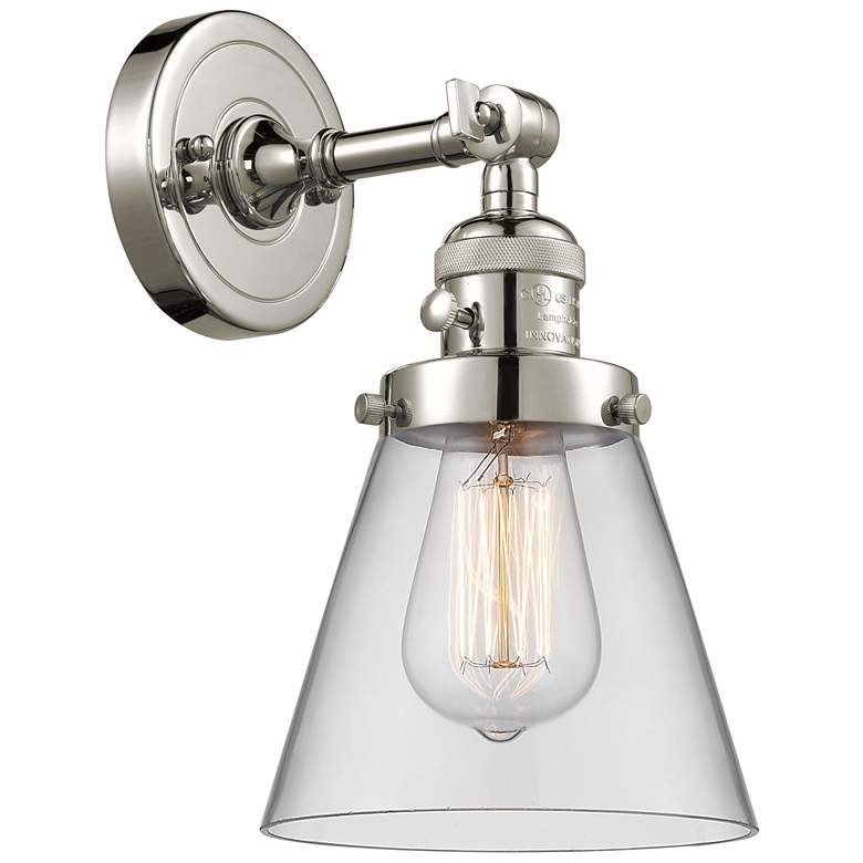 Image 1 Cone 6" Polished Nickel Sconce w/ Clear Shade