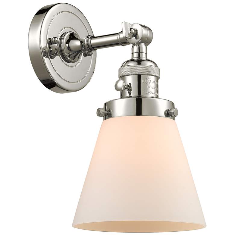 Image 1 Cone 6" Polished Nickel Sconce w/ Matte White Shade