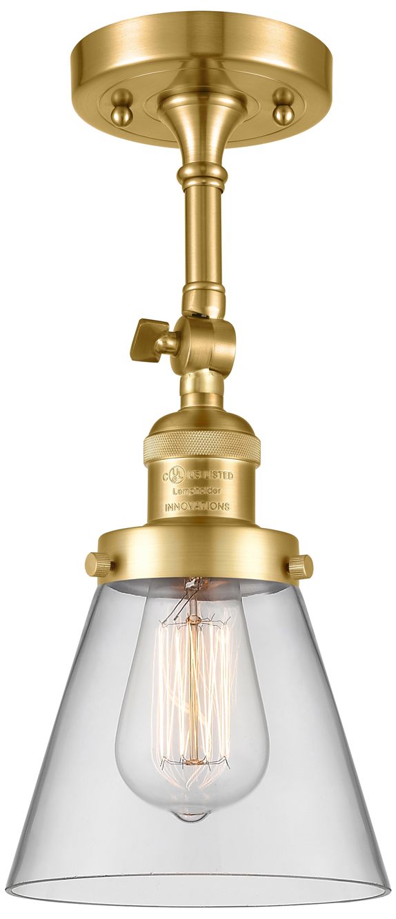 Image 3 Cone 6" Satin Gold Sconce w/ Clear Shade more views