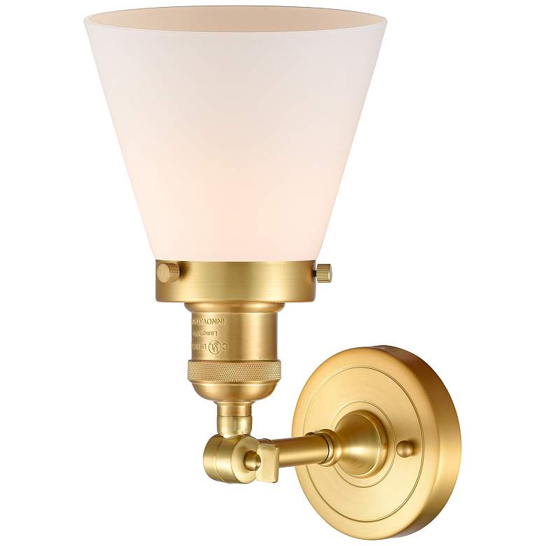 Image 2 Cone 6" Satin Gold Sconce w/ Matte White Shade more views