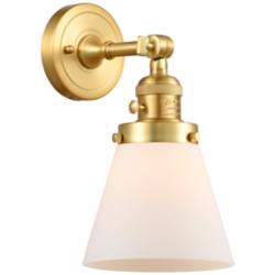 Cone 6" Satin Gold Sconce w/ Matte White Shade