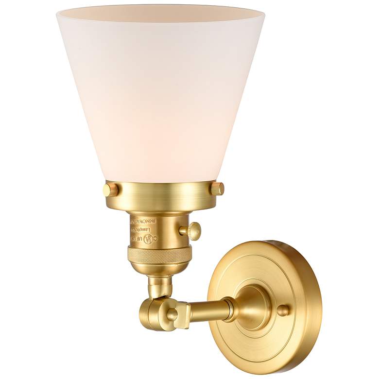 Image 2 Cone 6" Satin Gold Sconce w/ Matte White Shade more views