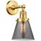 Cone 6" Satin Gold Sconce w/ Plated Smoke Shade