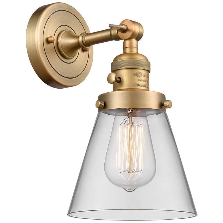 Image 1 Cone 6" Sconce LED - Brass Finish - Clear Shade