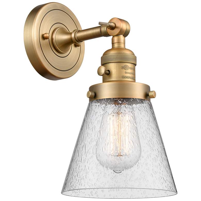 Image 1 Cone 6" Sconce LED - Brass Finish - Seedy Shade