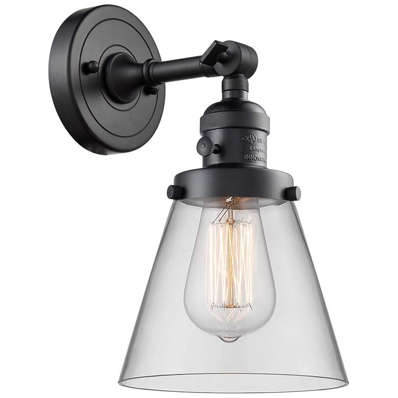Image 1 Cone 6" Sconce LED - Matte Black Finish - Clear Shade
