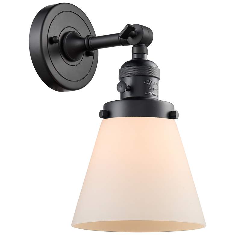 Image 1 Cone 6" Sconce LED - Matte Black Finish - Matte White Shade