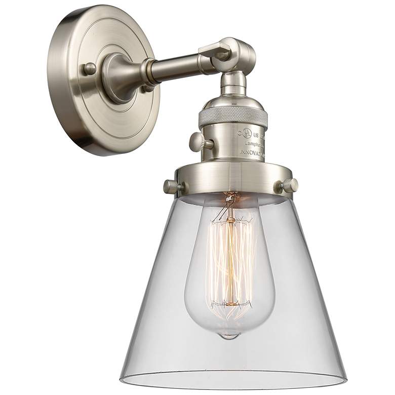 Image 1 Cone 6" Sconce LED - Nickel Finish - Clear Shade
