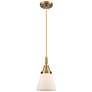 Cone 6" Wide Brushed Brass and White Glass Mini Pendant