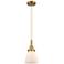 Cone 6" Wide Brushed Brass and White Glass Mini Pendant