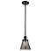 Cone 6" Wide Matte Black and Smoke Glass LED Mini Pendant