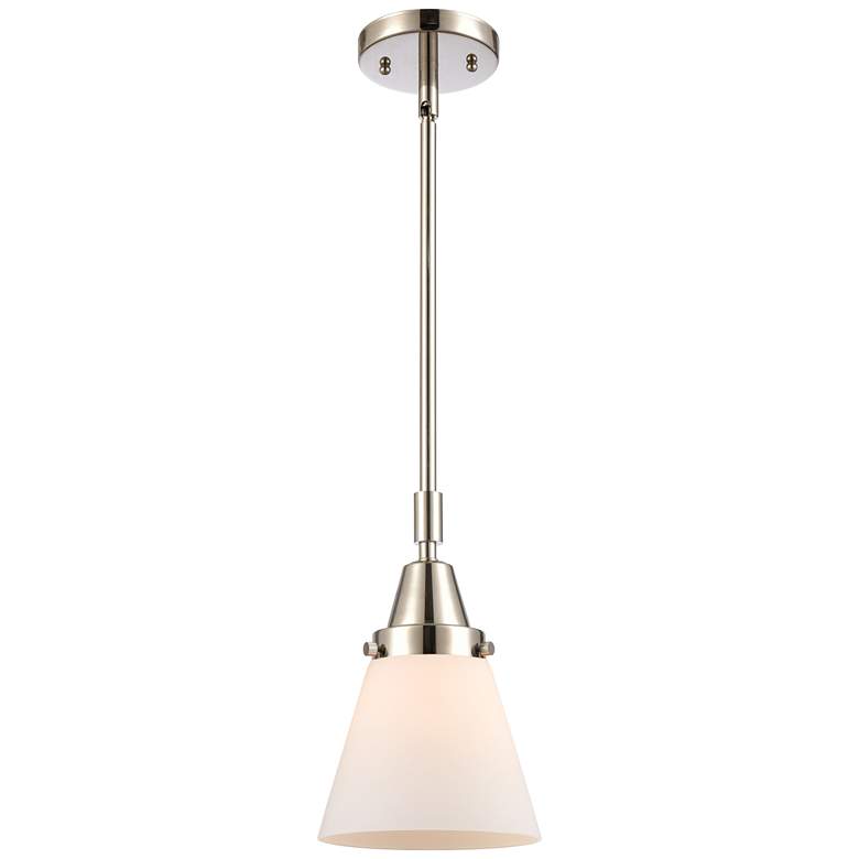 Image 1 Cone 6" Wide Polished Nickel Mini Pendant