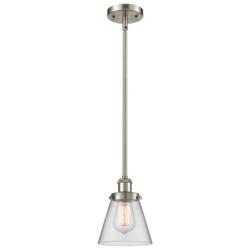 Cone 6"W Brushed Satin Nickel Mini Pendant with Clear Shade