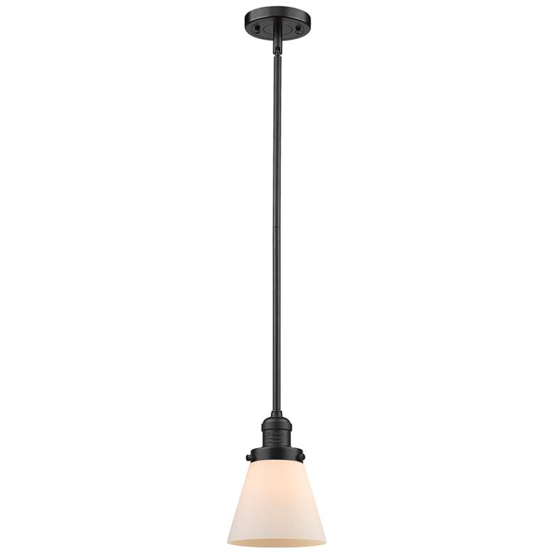 Image 1 Cone 6"W Oil-Rubbed Bronze Mini Pendant w/ Matte White Shade
