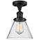 Cone 7.75" Wide Matte Black Semi Flush Mount w/ Seedy Shade