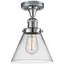Cone 7.75" Wide Polished Chrome Semi Flush Mount w/ Clear Shade