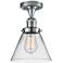 Cone 7.75" Wide Polished Chrome Semi Flush Mount w/ Clear Shade