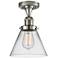 Cone 7.75" Wide Polished Nickel Semi Flush Mount w/ Clear Shade