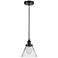 Cone 7 3/4" Wide Matte Black and Clear Glass Mini Pendant
