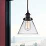 2_Cone 7 3/4" Wide Matte Black and Clear Glass Mini Pendant more views