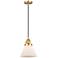 Cone 7 3/4" Wide Satin Gold and White Glass LED Mini Pendant