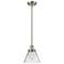 Cone 7 3/4" Wide Satin Nickel Mini Pendant with Clear Glass