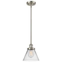 Cone 7 3/4" Wide Satin Nickel Mini Pendant with Clear Glass