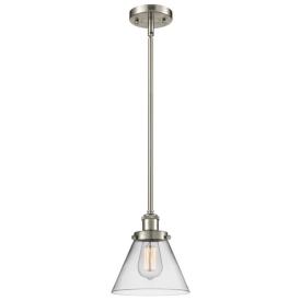Cone 7 3/4" Wide Satin Nickel Mini Pendant with Clear Glass Cone 7 3/4" Wide Satin Nickel Mini Pendant with Clear Glass