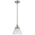 Cone 7 3/4" Wide Satin Nickel Mini Pendant with Clear Glass