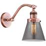 Cone 7" Antique Copper Sconce w/ Plated Smoke Shade