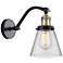 Cone 7" Black Antique Brass Sconce w/ Clear Shade
