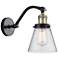 Cone 7" Black Antique Brass Sconce w/ Seedy Shade
