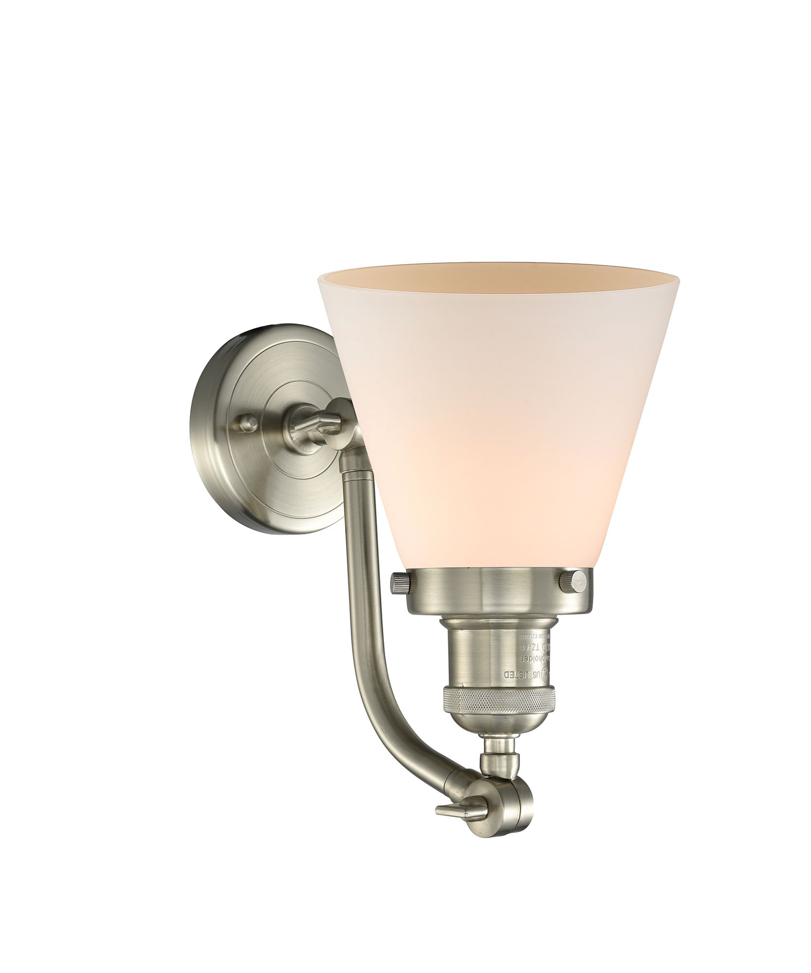 Image 2 Cone 7" Brushed Satin Nickel Sconce w/ Matte White Shade more views