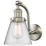 Cone 7" Brushed Satin Nickel Sconce w/ Seedy Shade