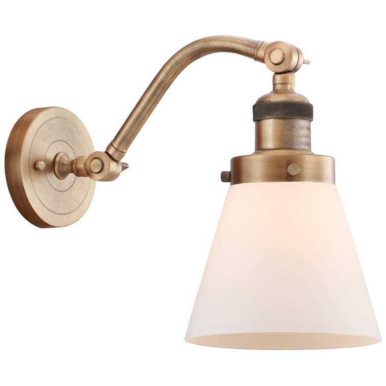 Image 1 Cone 7" LED Sconce - Brass Finish - Matte White Shade