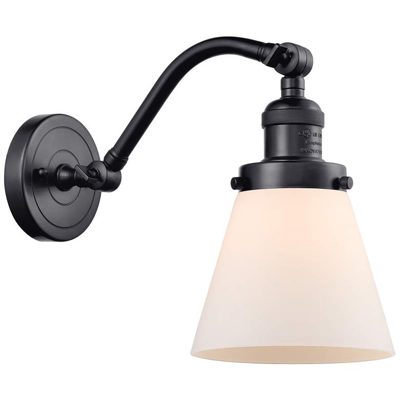 Image 1 Cone 7" Matte Black Sconce w/ Matte White Shade