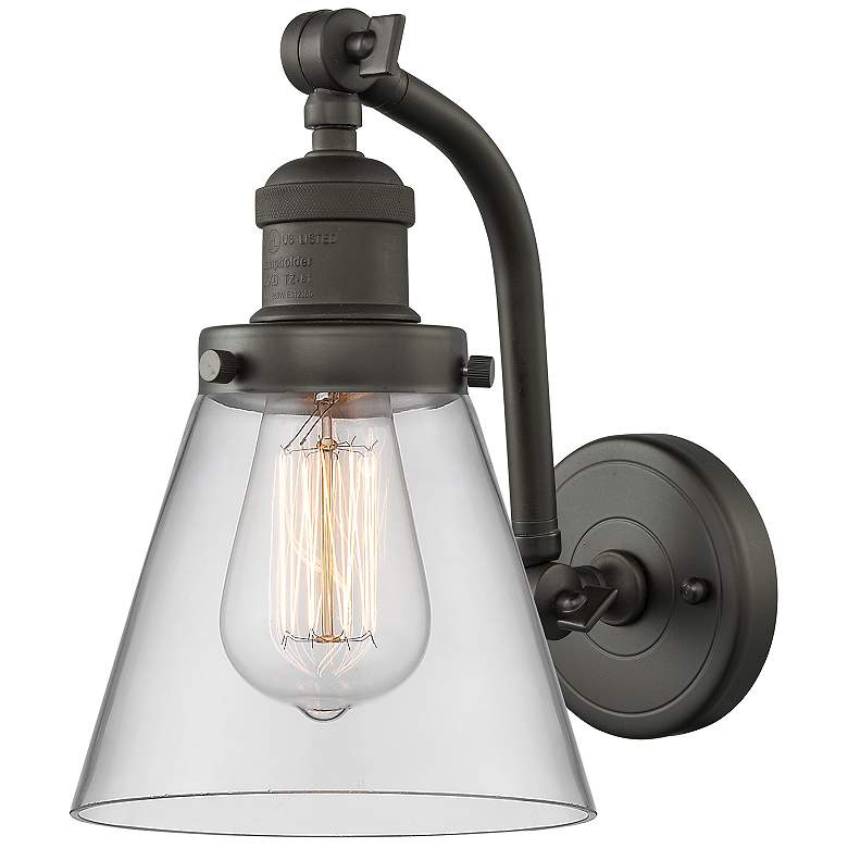 Image 1 Cone 7" Oil Rubbed Bronze Sconce w/ Clear Shade