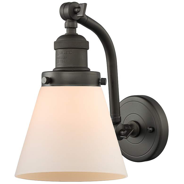 Image 1 Cone 7" Oil Rubbed Bronze Sconce w/ Matte White Shade
