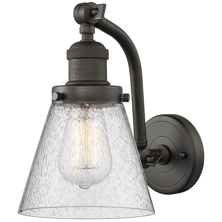 Image 1 Cone 7" Oil Rubbed Bronze Sconce w/ Seedy Shade