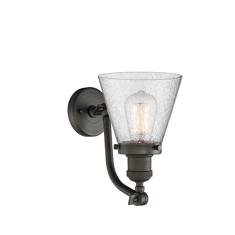 Image 2 Cone 7" Oil Rubbed Bronze Sconce w/ Seedy Shade more views