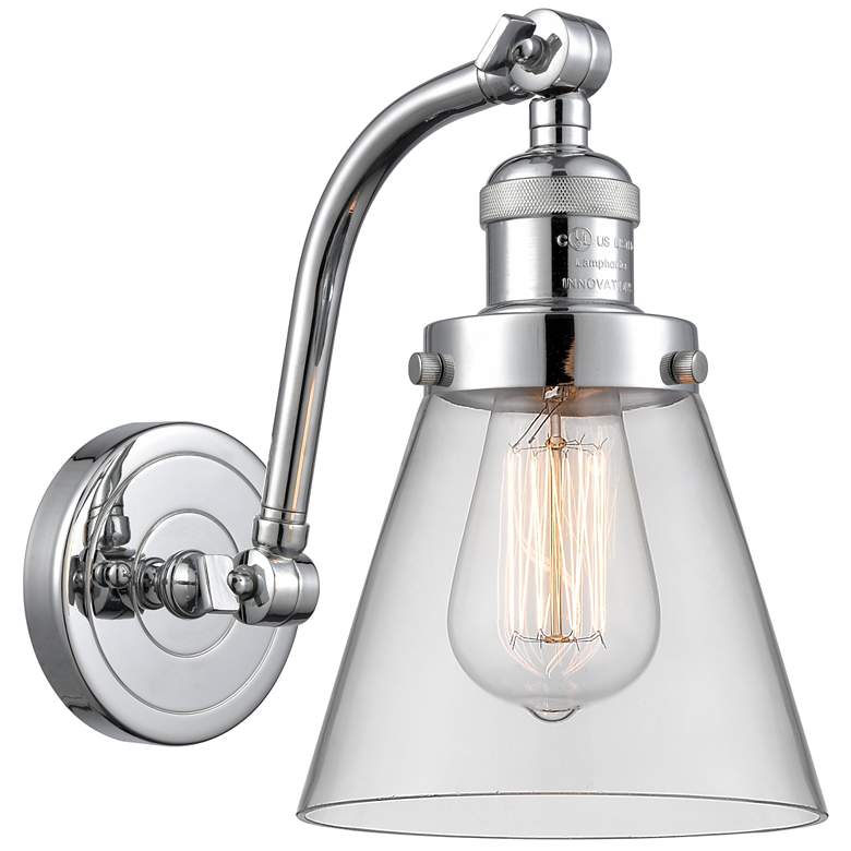 Image 1 Cone 7" Polished Chrome Sconce w/ Clear Shade