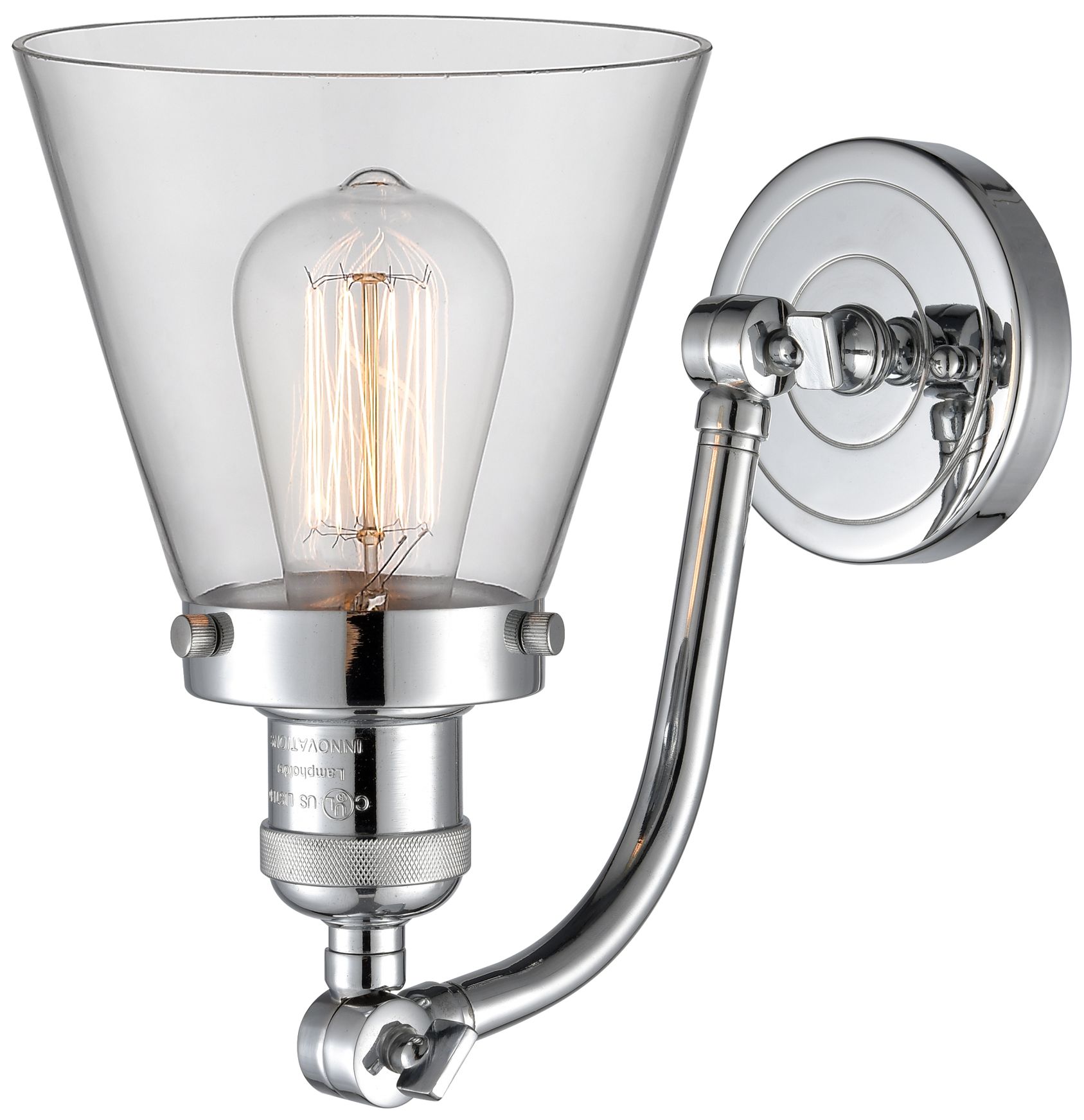 Image 2 Cone 7" Polished Chrome Sconce w/ Clear Shade more views