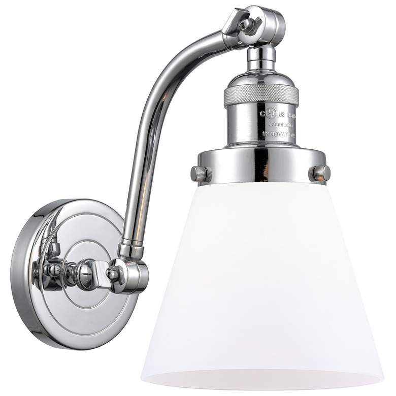 Image 1 Cone 7 inch Polished Chrome Sconce w/ Matte White Shade