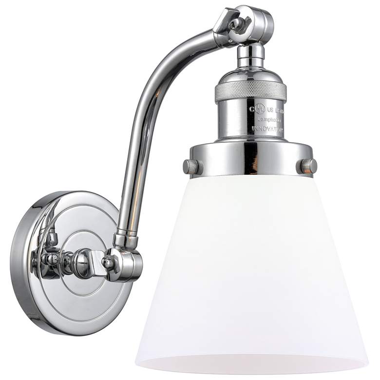 Image 1 Cone 7" Polished Chrome Sconce w/ Matte White Shade