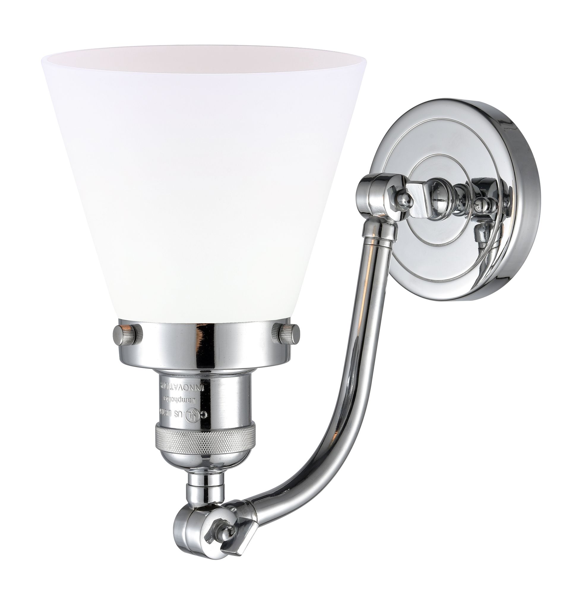 Image 2 Cone 7" Polished Chrome Sconce w/ Matte White Shade more views