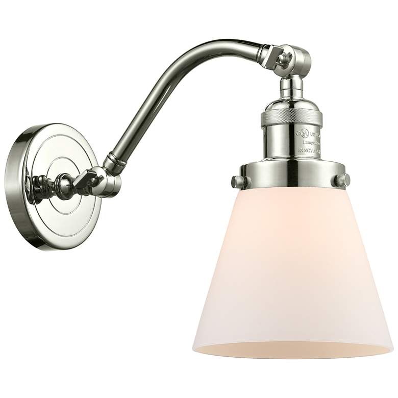 Image 1 Cone 7" Polished Nickel Sconce w/ Matte White Shade