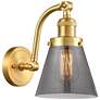 Cone 7" Satin Gold Sconce w/ Plated Smoke Shade